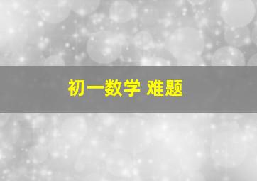 初一数学 难题